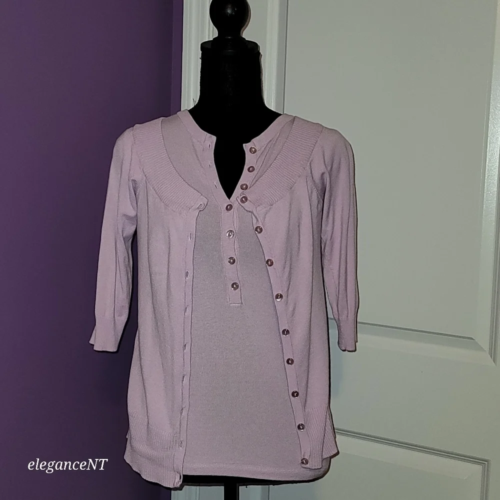 Bershka Liliac Two Piece Cardigan + Cap Sleeve Set Sz: M (Juniors)